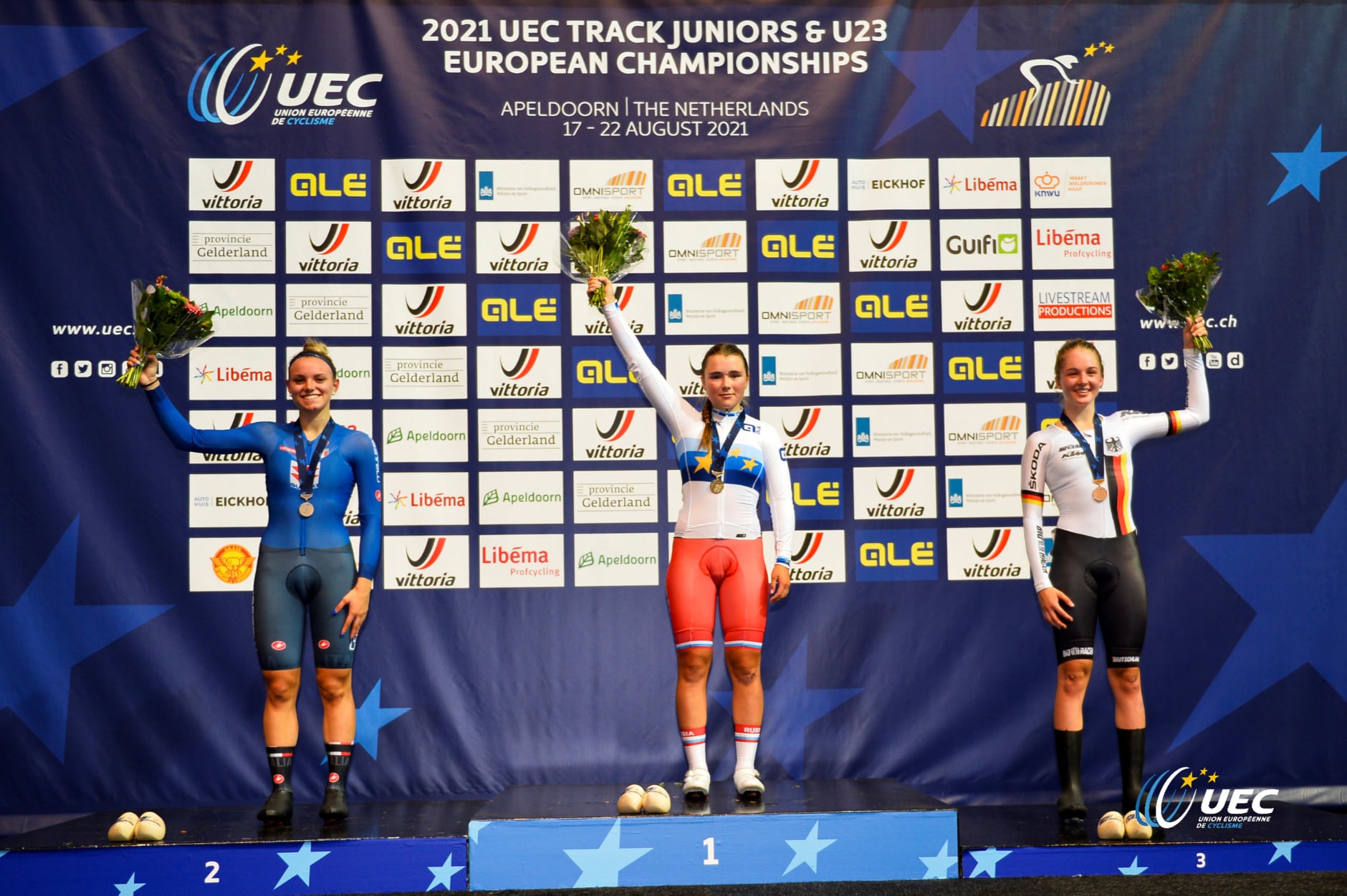 Il podio dell'Europeo di Eliminazione Donne Junior