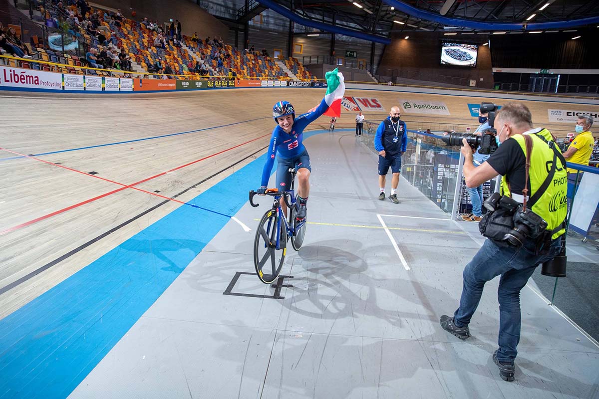 Chiara Consonni vince il Campionato Europeo Eliminazione Donne Under 23 (foto Sportfoto.nl)