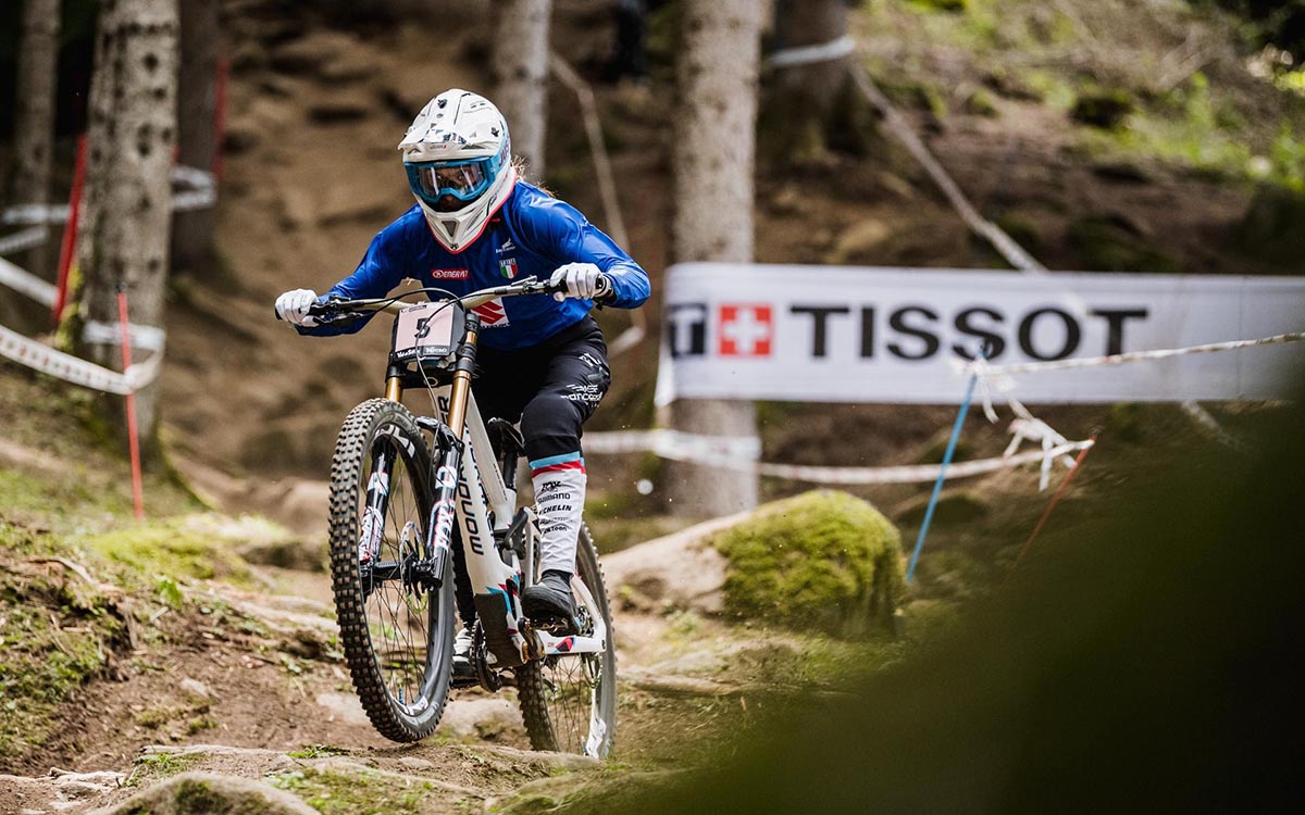 Eleonora Farina impegnata nella run di qualificazione del Downhill (Credits Giacomo Podetti)