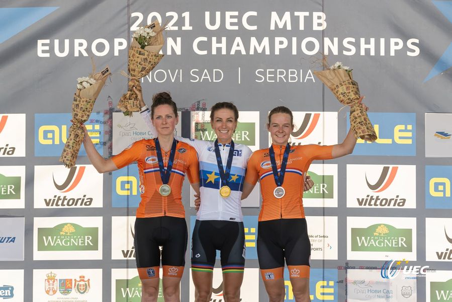 Il podio Donne Elite dei Campionati Europei XCO 2021