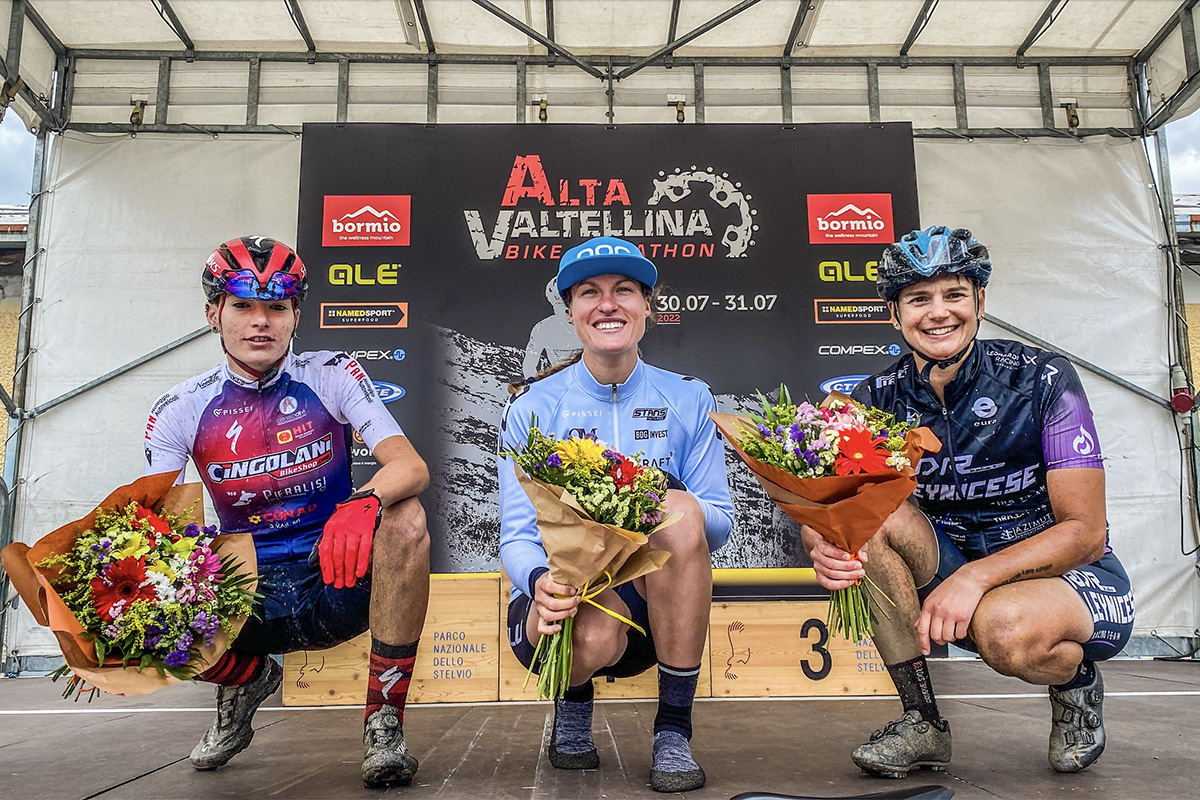 Il podio femminile dell'Alta Valtellina Bike Marathon