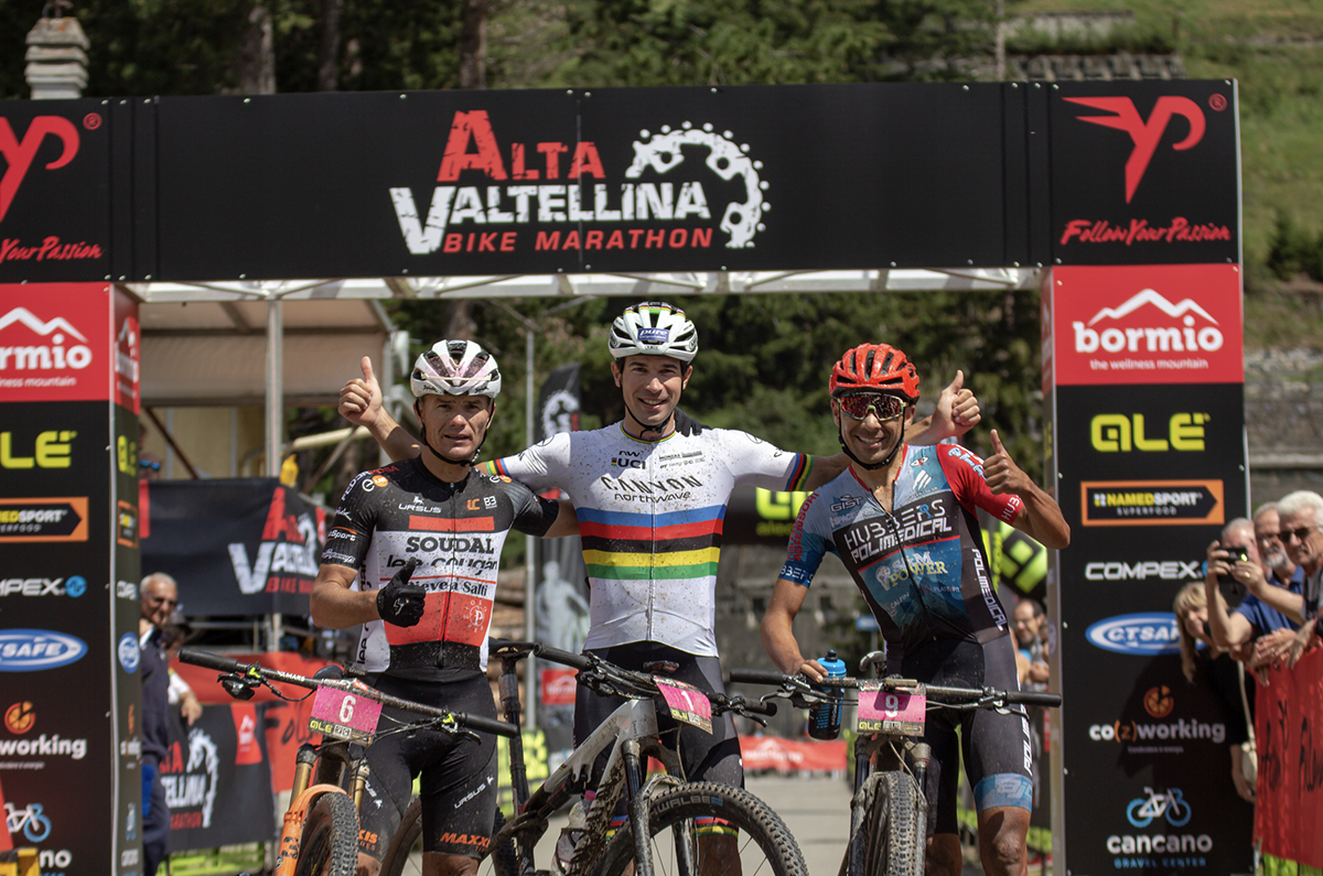 Il podio maschile dell'Alta Valtellina Bike Marathon