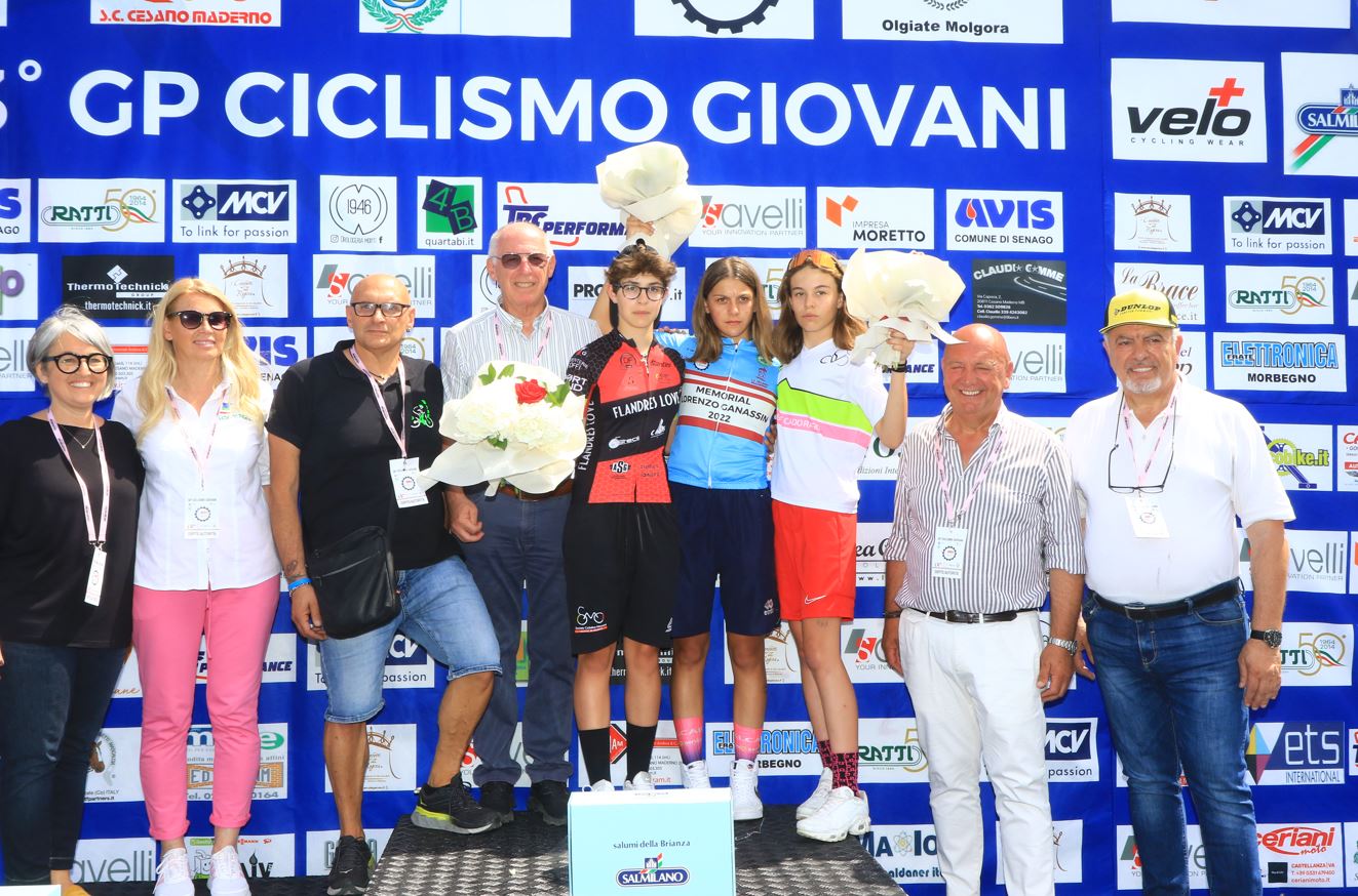 Il podio della gara Donne Esordienti 1° anno all'Autodromo di Monza (foto Fabiano Ghilardi)