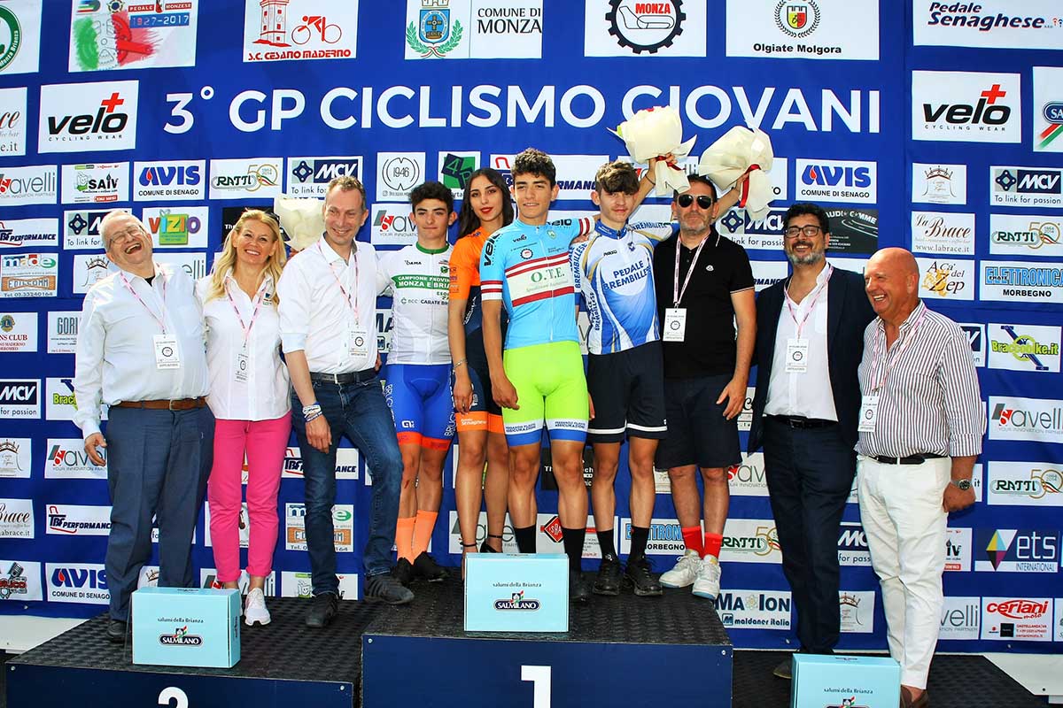 Il podio della gara Esordienti 2° anno all'Autodromo di Monza (foto Berry)