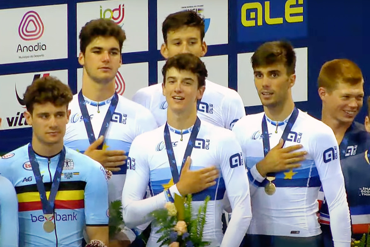 Il quartetto maschile degli Under 23, oro nel team pursuit