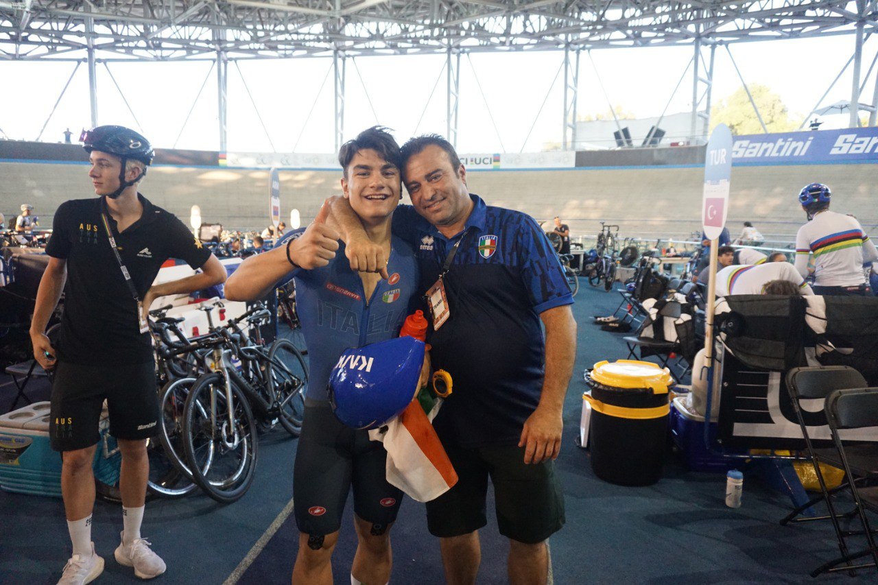 Mattia Predomo campione del mondo Keirin con Ivan Quaranta