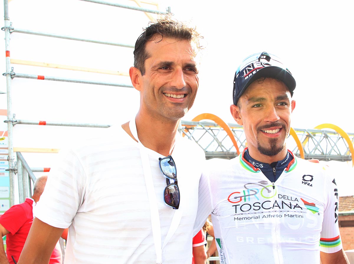 Daniel Martinez con il CT azzurro Daniele Bennati alla Coppa Sabatini 2022 (foto Photobicicailotto)