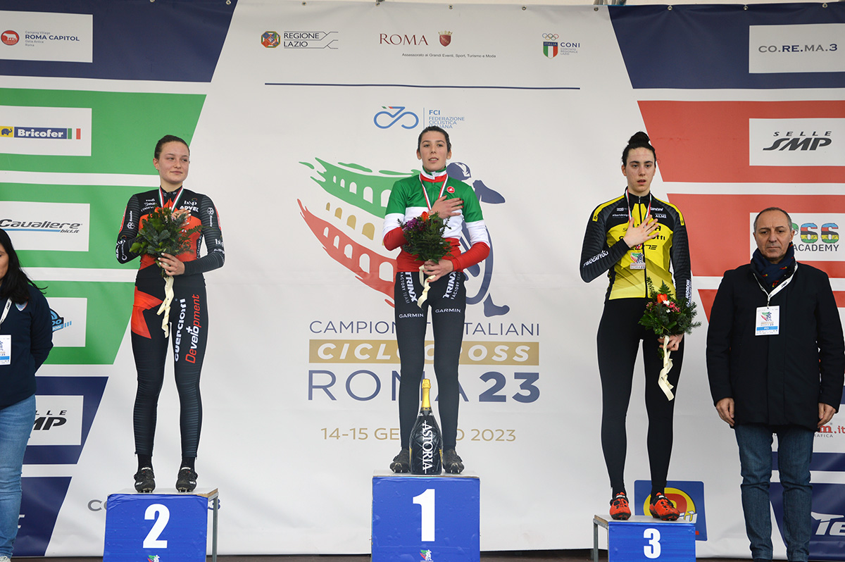 Valentina Corvi, Arianna Bianchi, Federica Venturelli. Il podio del Campionato italiano Donne Junior