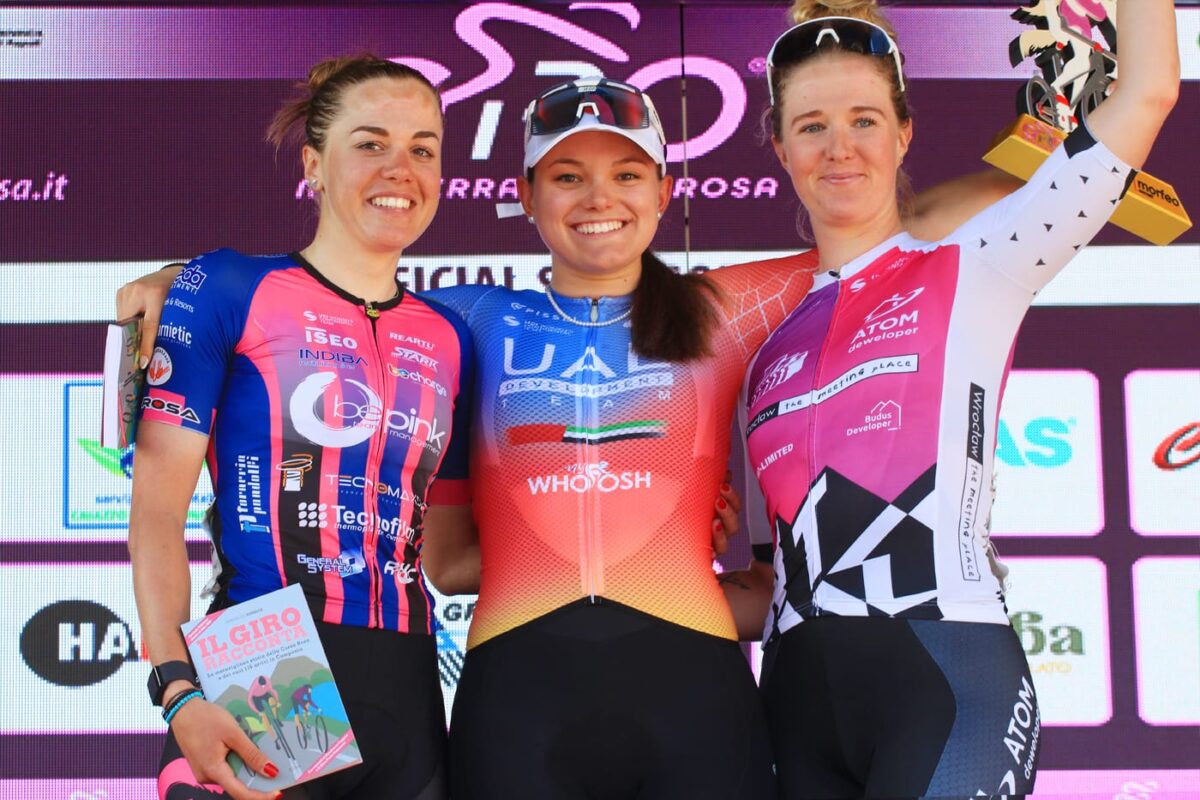 Il podio della prima tappa del Giro del Mediterraneo in rosa - credit Flaviano Ossola
