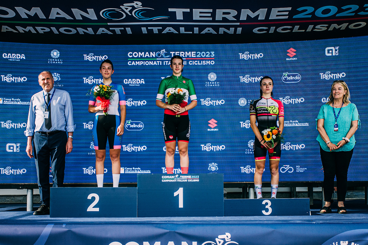 Il podio del campionato italiano a cronometro delle allieve - credit Tornanti_cc