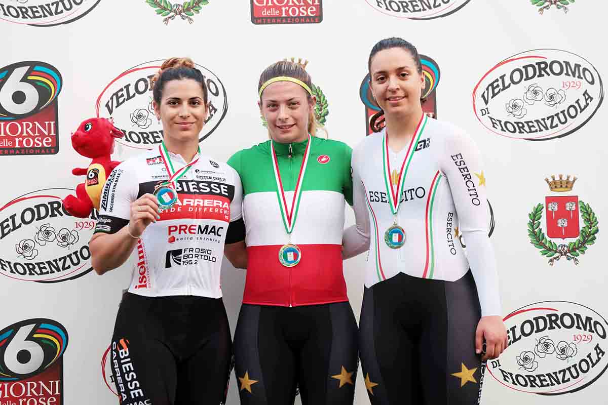 Miriam Vece sul podio dei campionati italiani su pista nella velocità