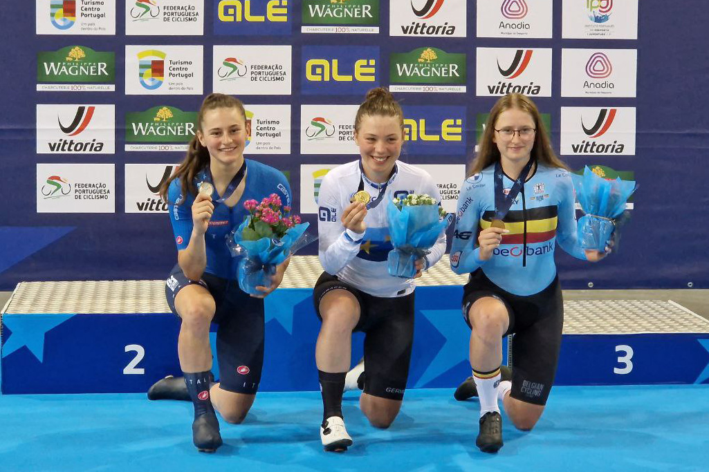 La junior Vittoria Grassi, seconda nello scratch agli Europei pista JRS:U23 di Anadia - credit Federciclismo