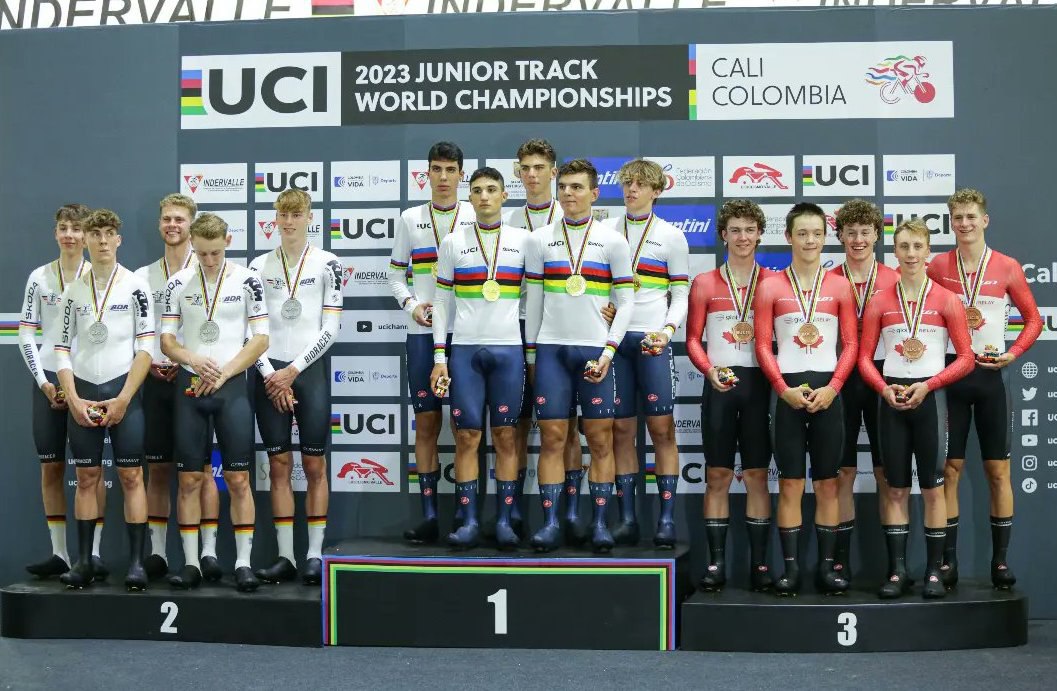 Il quartetto maschile degli junior campione del mondo a Calì