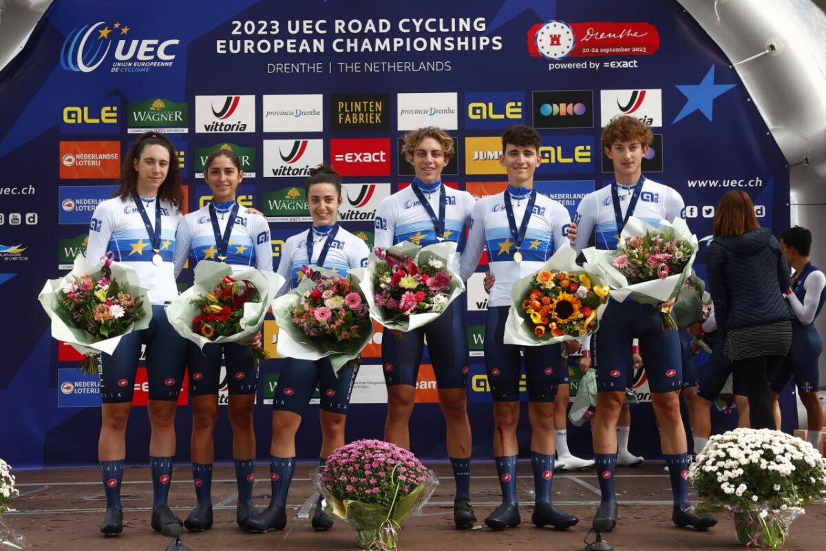 L'italia vince il Mixed Relay TTT junior agli Europei 2023 di Drenthe - credit Sprint Cycling Agency