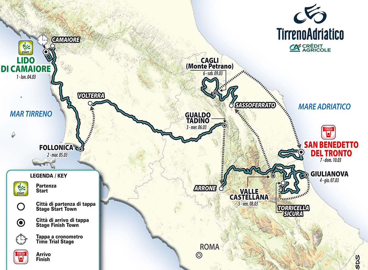 Planimetria Tirreno-Adriatico 2024