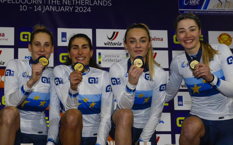 Il quartetto femminile vincitore degli europei in pista di Apeldoorn - credit Sprint Cycling Agency