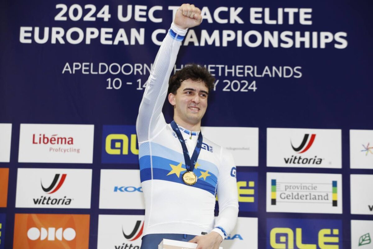 Matteo Bianchi vincitore dell'Europeo di Apeldoorn nel chilometro da fermo - credi Sprint Cycling Agency