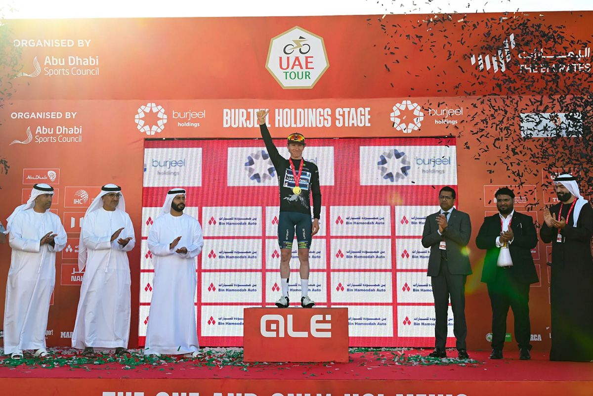 Mark Stewart del team corratec vini fantini è la prima maglia nera dell'UAE Tour 2024 - credit Sprint Cycling Agency