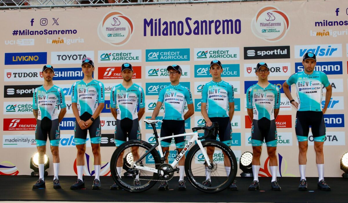 I sette atleti del VF Group Bardiani CSF Faizanè che parteciperanno alla Milano-Sanremo - credit Photobicicailotto