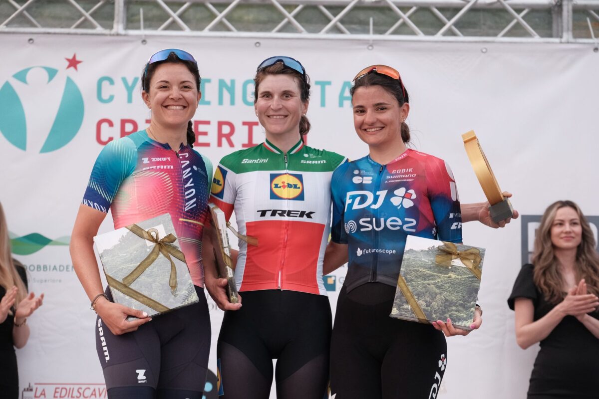 Il podio della prova delle Donne Elite