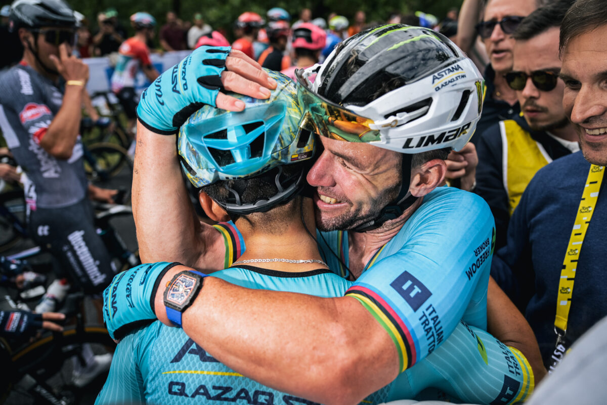 L'esultanza di Mark Cavendish dopo il successo di Saint Vulbas - credit ASO Charly Lopez