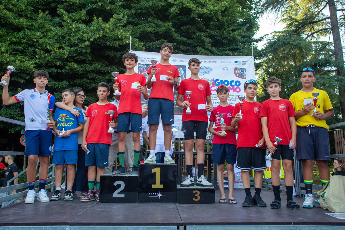 Il podio degli Esordienti 1° anno della gara di Tolentino - credit Luigi Cecchini