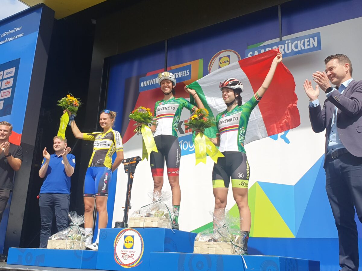 Il podio della seconda tappa della Newcomer Tour vinta da Azzurra Ballan - credit Uc Giorgione