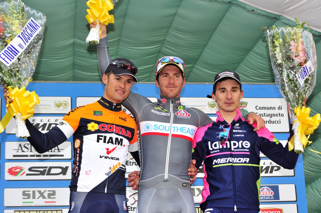 Il podio del Gp Costa degli Etruschi 2015