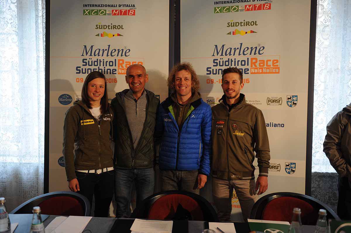 Oberparleiter, Pallhuber, Fruet e Vieider alla presentazione delle gare di Nalles