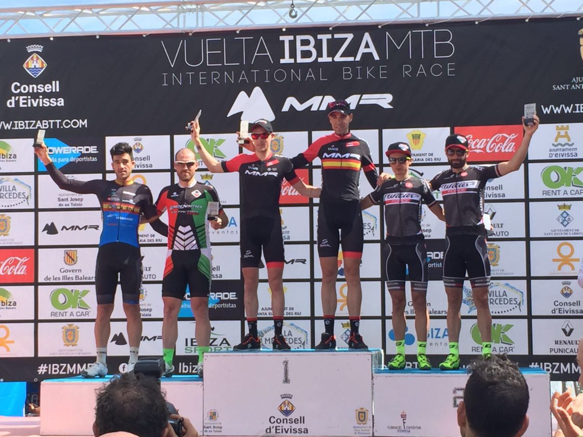 Il podio della terza tappa della Vuelta a Ibiza Mtb