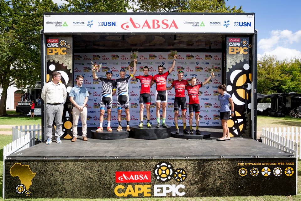 Il podio di tappa maschile