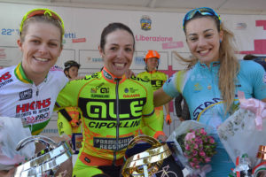 Il podio del 1° Gp della Liberazione Pink