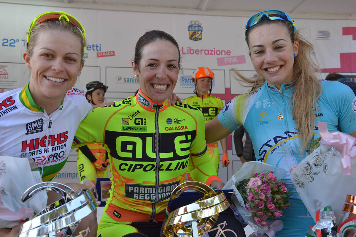 Il podio del 1° Gp della Liberazione Pink