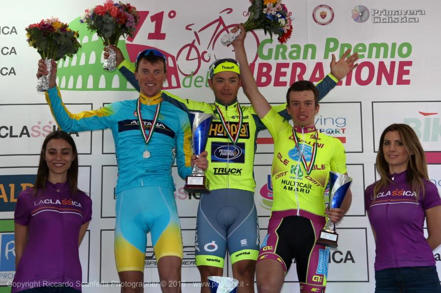 Il podio del Gp della Liberazione 2016