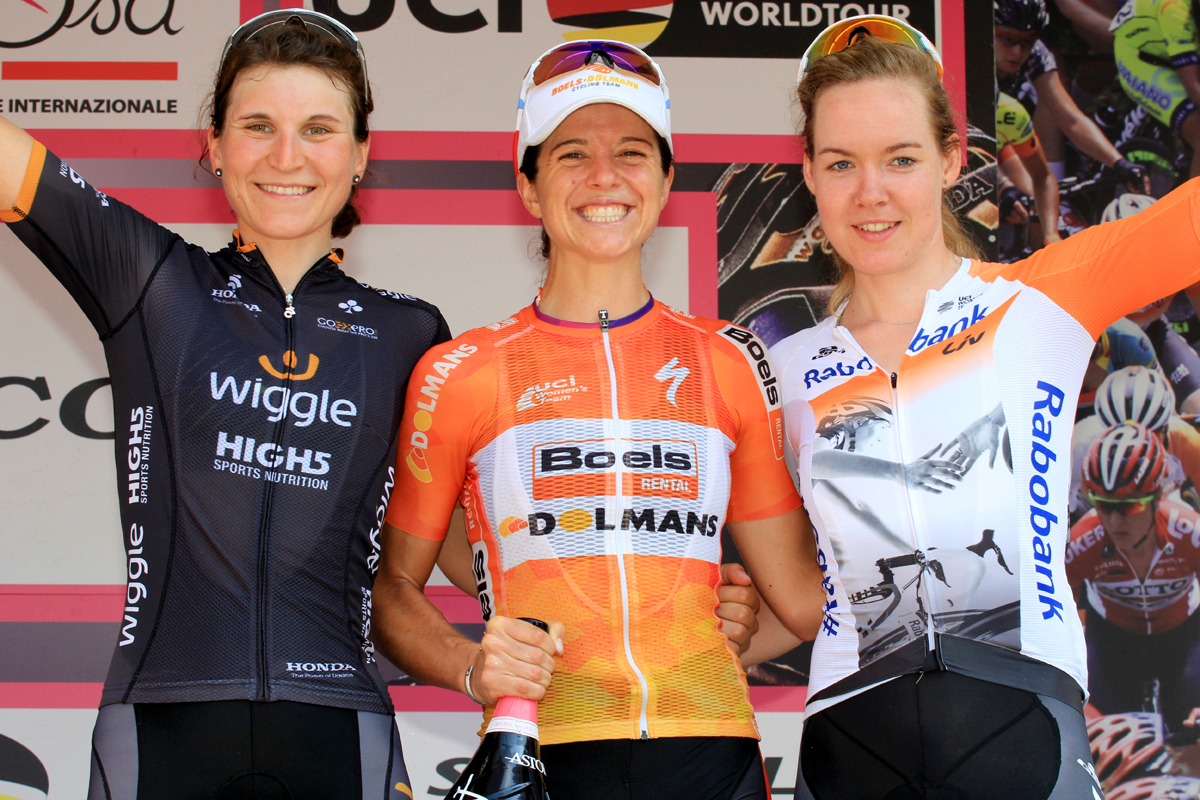 Il podio della settima tappa del Giro Rosa 2016