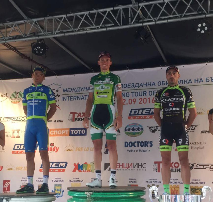 Il podio della seconda tappa del Tour of Bulgaria vinta da Filippo Fiorelli