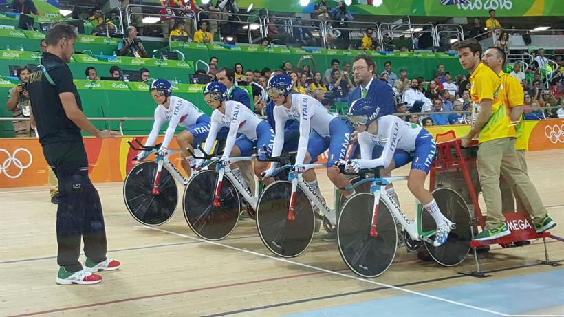 Il quartetto azzurro alla partenza