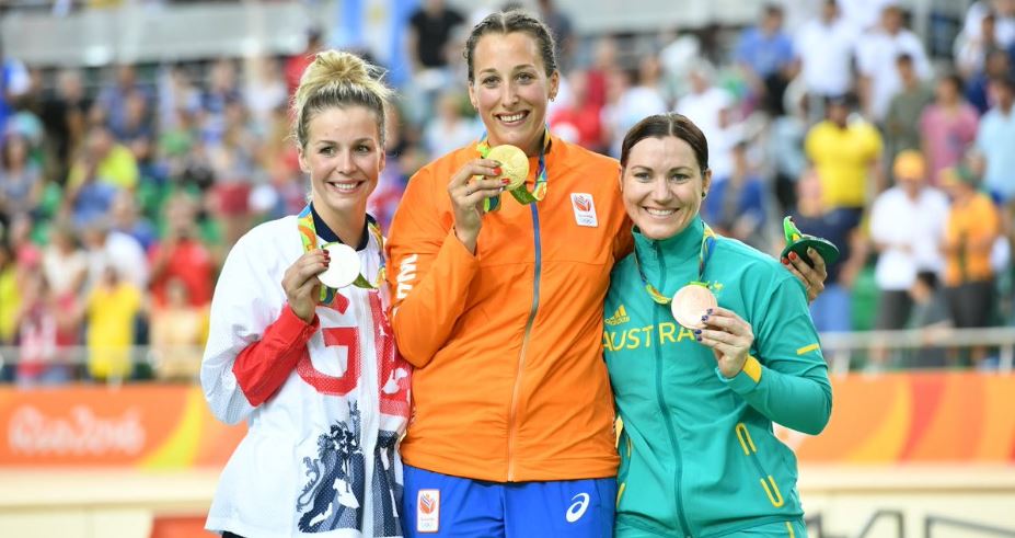 Il podio olimpico del Keirin femminile