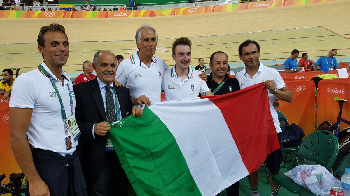 presidente Fci Di Rocco, il presidente del Coni Malagò e i CT Villa e Cassani