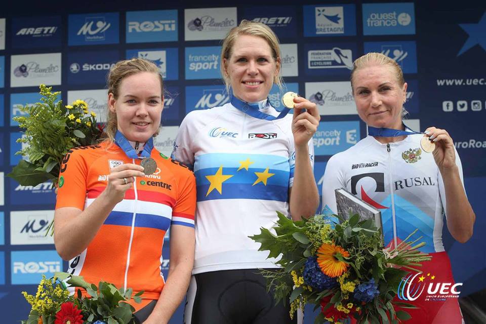 Il podio del Campionato Europeo a cronometro Donne Elite