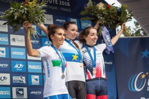 Il podio del Campionato Europeo Strada Donne Junior
