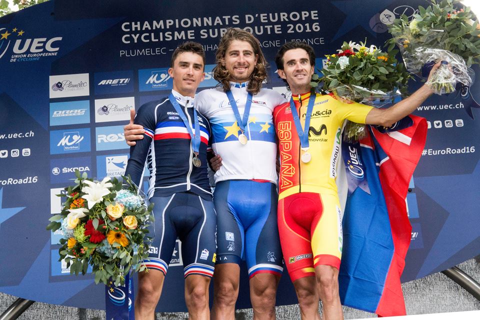 Il podio del primo Campionato Europeo Professionisti della storia vinto da Peter Sagan