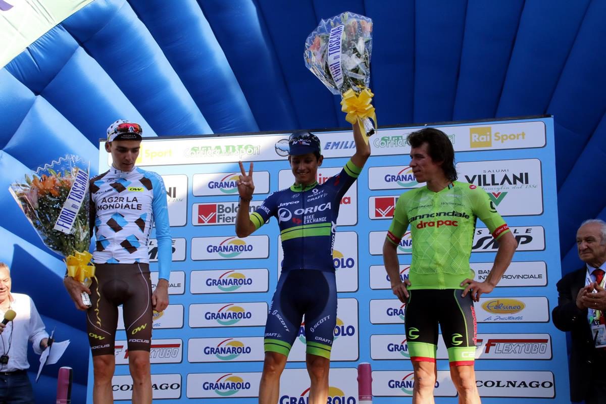 Il podio del Giro dell'Emilia 2016