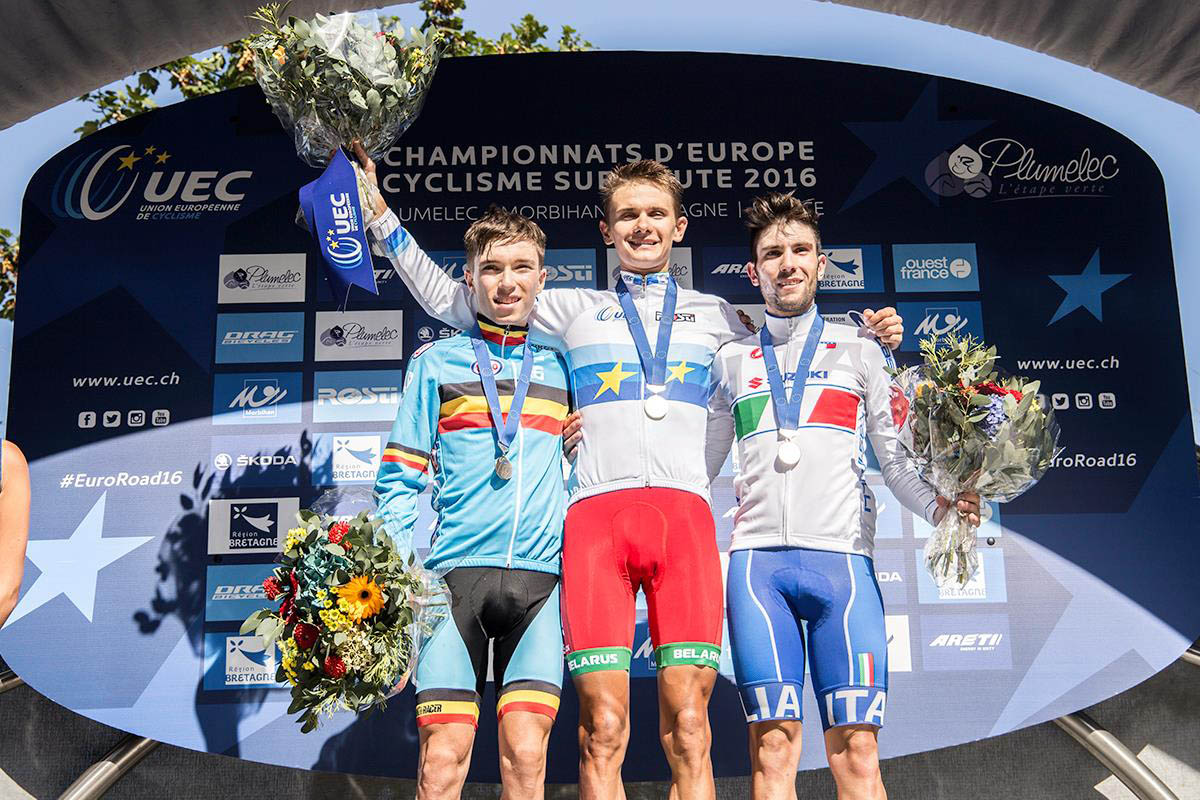 Il podio del Campionato Europeo strada Under 23 2016