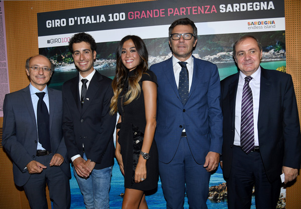 Da sinistra: Francesco Morandi, Fabio Aru, Giorgia Palmas, Paolo Bellino e Mauro Vegni