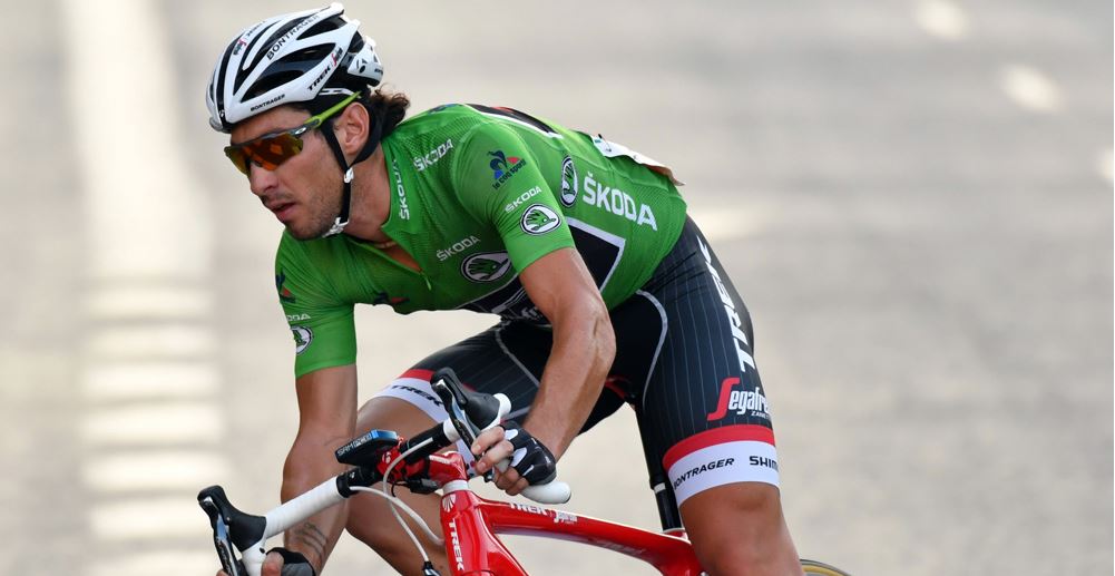 Fabio Felline in maglia verde all'ultima Vuelta