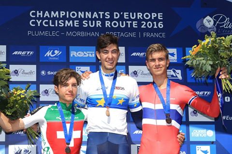 Il podio del Campionato Europeo a cronometro Juniores