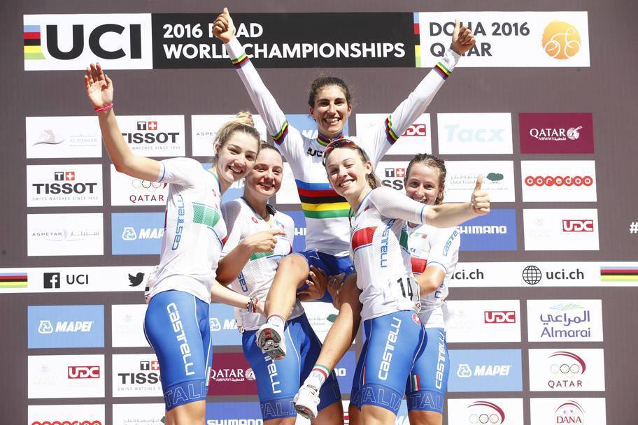 La festa delle azzurre Donne Junior per il Mondiale conquistato da Elisa Balsamo
