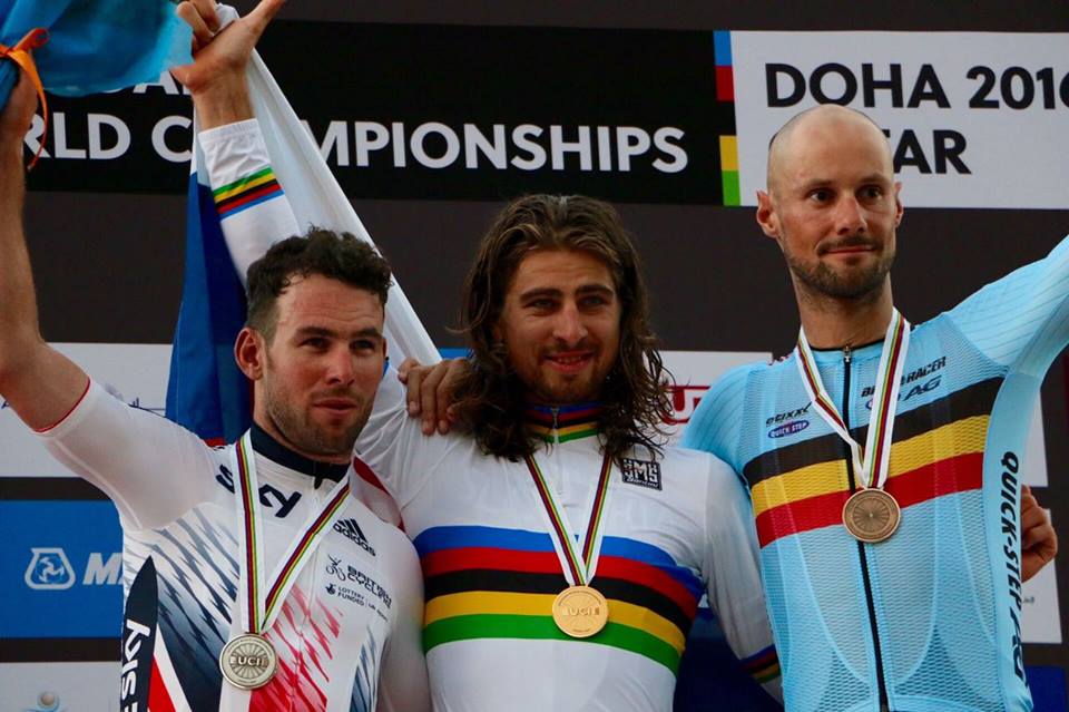 Il podio del Mondiale professionisti di Doha 2016