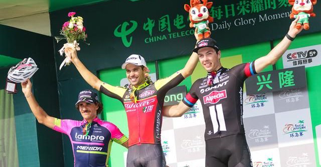 Il podio della prima tappa del Tour of Hainan 2016 in Cina